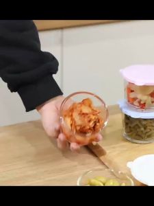 270ML Round Glass Fresh-Keeping Jar | Airtight Pickle Sealed Jar Microwavable Balang Penyimpan Segar Kaca 圆形保鲜盒
