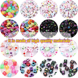 Homehub 100pcs 4x7mm Acrylic Letter Beads Bead Flat Loose Spacer Alphabet Round Beads for Bracelet Jewelry Making