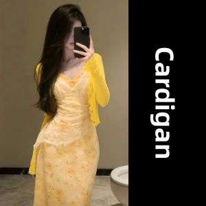 SUSIEYUAN | Korean Style Yellow Lace Floral Summer Dress