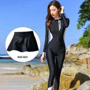 Conservative Full-Body One-Piece Swimsuit for Women Quick-Dry Professional Sport Long Sleeve Long Pants Jellyfish Suit Swimwear
