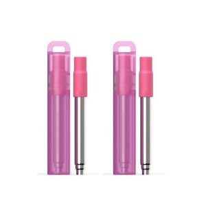 2/3Pcs Portable Reusable Telescopic Travel Straws with Case and Cleaning Brush Collapsible Stainless Steel Drinking Straw