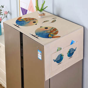 Modern Minimalist Cotton Linen Fabric Fridge Cover Cloth Washing Machine Dustproof Cover Microwave Oven Double Door Refrigerator Cover
