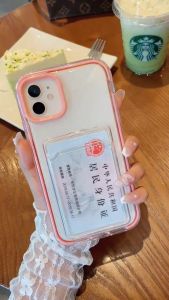 Transparant Card Wallet Bumper Full Cover Casing HP For iPhone 7 8 SE 7+ 8+ X XR XS 11 12 13 14 15 16 Plus Mini Pro Max RCI516