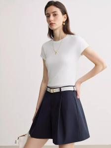 Basic House | Thin Summer French Style Ice Filament Short Sleeve T-shirt