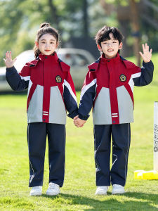 Spring Autumn School Uniform Set Kindergarten Childrens Sportswear Three-piece Set Winter Style Pure Cotton Long Sleeve