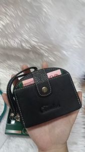 กระเป๋าสตางค์หนังแท้ชามัวร์ทรงซาลาเปา9*11*2cm มีสายคล้องมือ