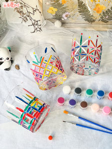 แก้วน้ำแก้วเซรามิกดิจิตอลแฮนด์ดราฟต์ รังสีรุ้ง DIY แก้วน้ำเซรามิกแบบตัดเย็บลายตารางสูงสุดหรูหราสำหรับวันปีใหม่