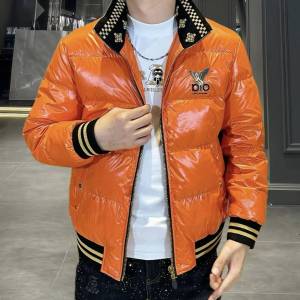 Elegant Mens down Jacket Stand Collar Slim Fit Lightweight Fashionable Short Style Warmth Outerwear Trendy Urban Style