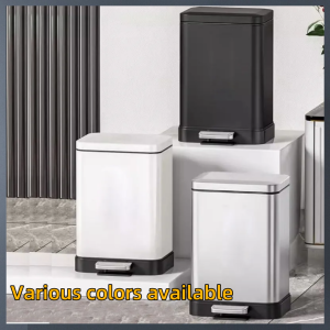 Square Stainless Steel Kitchen Trash Bin: 15L/20L/30L Pedal Operated Garbage Can