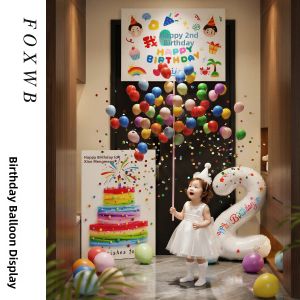 FOXWB | Birthday Party Decoration Balloon Rain and Banner for 3-Year-Old Kids