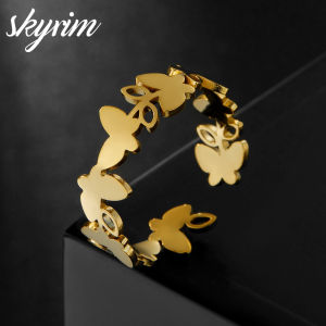 SKYRIM Elegant Womens Ring Butterfly Loop Opening Adjustable Ladies Ring Fashion Jewelry Gift