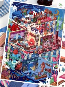 3D Deep Sea Atrium Micro Scenery Stickers Large