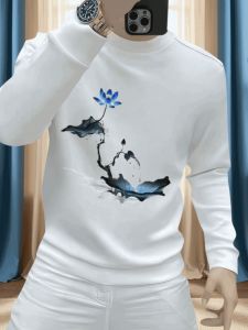 Silver Fox Velvet Long Sleeve round Neck Slim Fit Mens Hoodie Trendy Casual Wear for Autumn Winter Youth Fashion