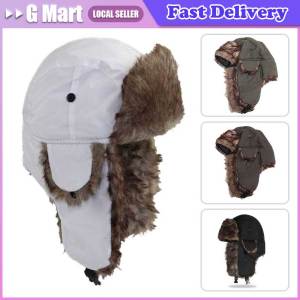 Bomber Hats Winter Men Warm Russian Ushanka Hat with Ear Flap Pu Leather Fur Trapper Cap Earflap for Women Winter Trapper Hat Aviator Faux Fur Ushanka Russian Trooper Warm Snow Ski Eskimo Hat with Ear Flaps for Cold Weather