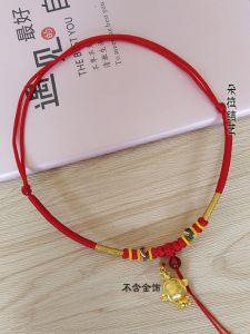 สร้อยคอพันรอบคอเด็กแบบถักด้วยมือพร้อมจี้ติดห้อย สร้อยคอทองแดงสีแดง สร้อยคอเด็ก สไตล์เรโทร เครื่องประดับแฟชั่นสำหรับเด็ก