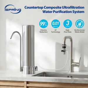 iSpring CKC1S 0.01μm Countertop Faucet Drinking Water Filter 304 stainless steel Purifier Ultrafiltration System lead free BPA free Reduces 99% bacteria Chlorine Heavy Metals Odor