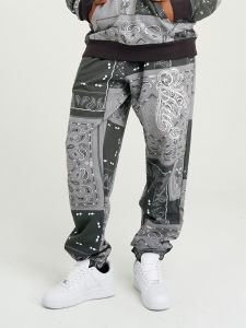 กางเกงวอร์มทรงหลวมสไตล์อเมริกันย้อนยุค ลายดอกน้ำเต้า ผ้าฝ้ายแท้ ทรงหลวม กางเกงขายาวทรงหลวมสำหรับผู้ชาย