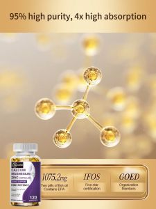 BzenWell Calcium Magnesium Zinc Capsules with Vitamin D3 & Citric Acid Promote Strong Bones & Teeth Supports Nerve & Muscle Function Enhance Immunity High Potency Dietary Supplement 120 Kapsul