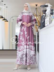 GAMIS SILKY M4XMARA MOTIF TERATAI/ PENGAJIAN / SERAGAMAN / PESTA / BISA COD / BEST SELLER / TERLARIS