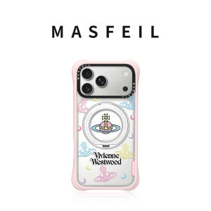 MASFEIL | Magnetic Stand Case for iPhone with Colorful Saturn Design and Transparent Finish Silica Gel Edge