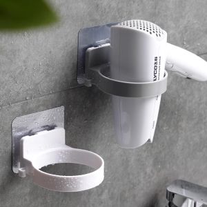 Hands-Free Hair Dryer Holder Wall Mounted Bathroom Storage Rack Plastic Household Essential for Styling Your Hair