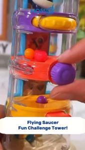 Flying Saucer Fun Challenge Tower (Ball Drop Activity Toy 18 Months+) Brain Teasing Mechanism Toy