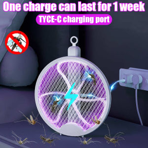 306° UV Light Attract mosquitoes Electric Mosquito Swatter 3-layer protective net Electric Mosquito Racket 3000V voltage Foldable Electric Mosquito Swatter Mosquito Killer