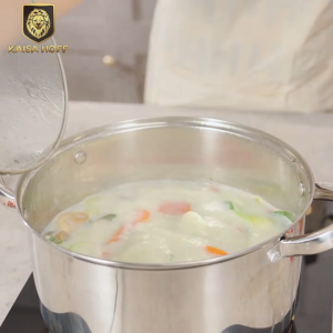 【MY Stock 24H Delivery】6.5L Stainless Steel Stcok Pot Cooking Pot with Visible Lid Dual Handles for Soup Paste Stew