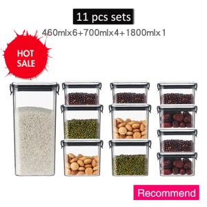 3 pcs-11 pcs sets Food Storage Container Plastic Kitchen Refrigerator Noodle Box Multigrain Storage Tank Transparent Sealed Cans
