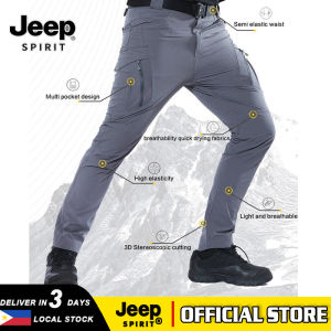 JEEP SPIRIT Men Tactical Pants Multi Pockets Summer Thin Outdoor Camping Trekking Hiking Military Waterproof Quick Dry Trousers Cargo Pants