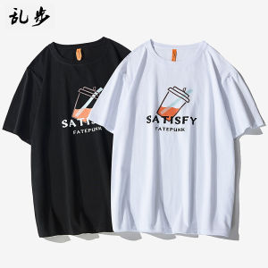 เสื้อยืดแขนสั้นผ้าฝ้ายแท้หลวมๆ สำหรับผู้ชาย ทรงหลวมๆ แขนสั้น ทรงปกติ วัสดุอื่นๆ สำหรับฤดูร้อน