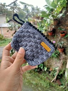 DOMPET KOIN RAJUT WARNA ABU // DOMPET RAJUT VIRAL TIKTOK // DOMPET MINI RAJUT