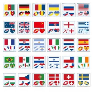 2026 World Cup Flag Heart Lipstick Sticker Decorations Football Match Sports Event Face Decals Fans Supplies International