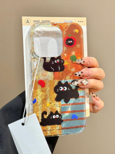 Cute Curious Black Cat Dual Layer Protective Phone Case for Apple 16Promax Iphone 15 Advanced 14Pro New Model 13 H650555 by Quanshun Digital