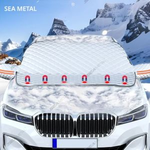 SEAMETAL กระจกรถยนต์หิมะฤดูหนาวกันน้ำกระจกบังลมหิมะบังแดดบังแดดฝาครอบป้องกันสากลสำหรับเอสยูวี/ซีดาน