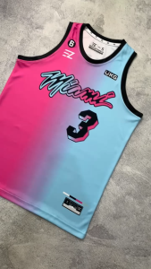 Jersey Dwyane Wade Miami Heat #3 VICE VERSA BLUE PINK - Swingman Bola Basket NBA Baju Kaos T-Shirt Tshirt Atasan Costum Kostum