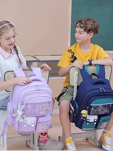 2024 New Double-Deck Big Capacity School Bag For Girl Waterproof Bagpack Student