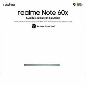 Realme Note 60x 4GB+8GB*|64GB Rangka Metal Tahan Banting | Baterai Besar 5000mAh | Tahan Debu dan Percikan Air