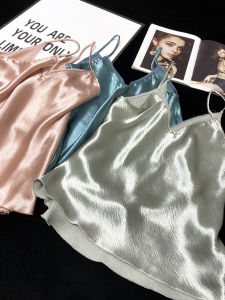 Holiday Wear Satin Finish Acetate Vest Top Womens Inner Wear Bright Surface Imitation Silk Comfortable Short Loose Fit Style