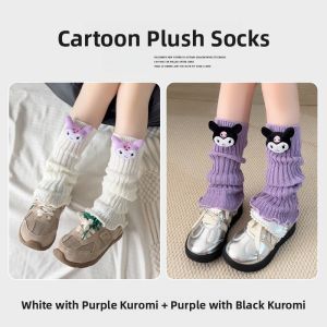 Warm Knitted Doll Socks for Girls Autumn Winter Colorful Cute Plush Leg Covers Breathable Comfortable Cotton Stockings