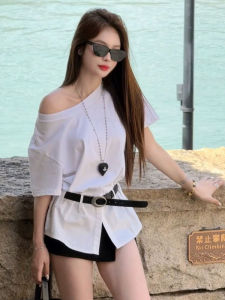 Áo Thun Nữ Tay Ngắn Dáng Rộng Mùa Hè Áo Thun Bó Eo Quần Áo Thời Trang Áo Thun Cổ Tròn Màu Trơn Áo Thun Phong Cách Đường Phố