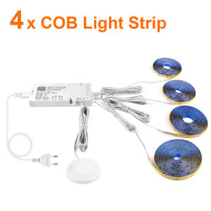 US EU Plug Multi Lamp Parallel LED Strip Lights Flexible COB LED Tape Adhesive Cuttable For Kitchen Closet Shelves DIY Lighting