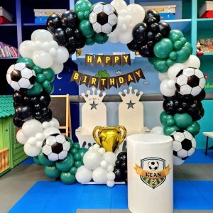 110Pcs A set of football balloon wreath set green black and white balloon themed party decoration birthday party decoration