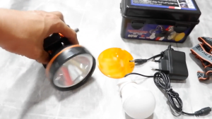 Senter Kepala Anti Air 80 Watt Body Mitsuyama Ms-182P Plus Bohlam Led + Lensa Kuning & Cahaya Putih / Senter Kepala LED MITSUYAMA / Senter Kepala 80W Headlamp LED 80Watt~NOS