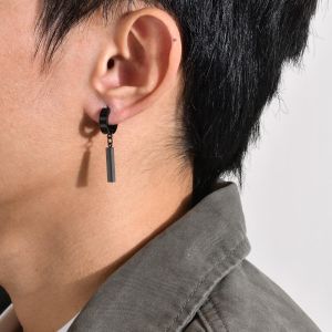 Vnox Cool Punk Statement Geometric Bar Earrings for Men Jewelry Hypoallergenic Stainless Steel Hoop Huggie Earrings