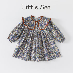 French Style Pure Cotton Floral Print Girls Dress Autumn Spring Season Casual Princess Skirt Childrens Clothing Baby Girls Dress