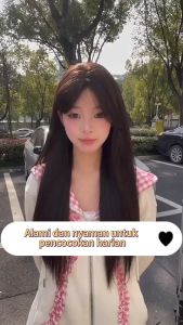 Wig jepit rambut wanita hitam lurus gaya Korea klip rambut wig wanita panjang 75cm klip rambut wig