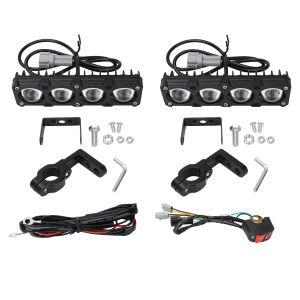 KEVANLY | 1/2x Motorcycle LED Spotlight Mini Lens 4 Modes Headlight Dual Color Hi/Low Beam Stobe Fog Lamps 12V For Car Offroad RV UTV ATV