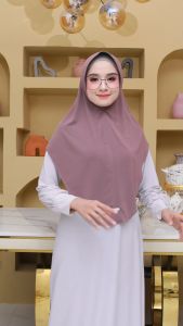 Kesya789HIjab-Hijab Bergo Hamidah Jersey Premium Pinguin Ped Anthem Size L