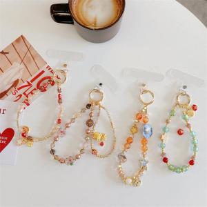 Gold Foil Glass Bead Phone Strap Bracelet Style Short Chinese New Style Mobile Phone Chain Universal Bag Keychain Phone Pendant